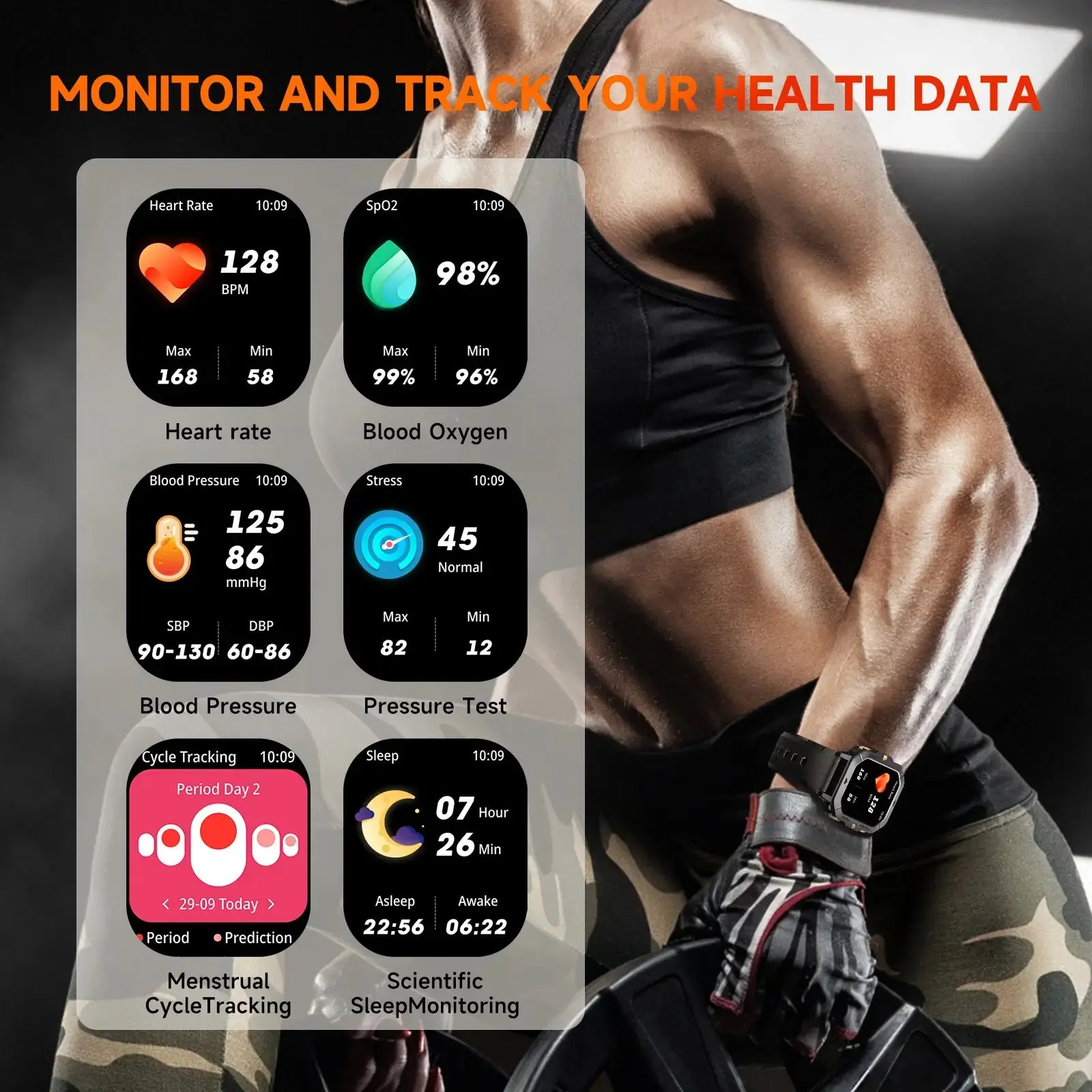 OUKITEL BT101 410mAh Battery Capacity 5ATM Waterproof Rugged Military Smart Watch - Image 5