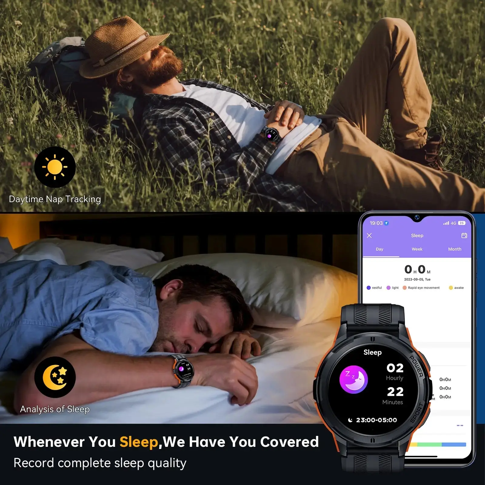 OUKITEL BT10 410mAh Battery Capacity 5ATM Waterproof Rugged Outdoor Watch - Image 7