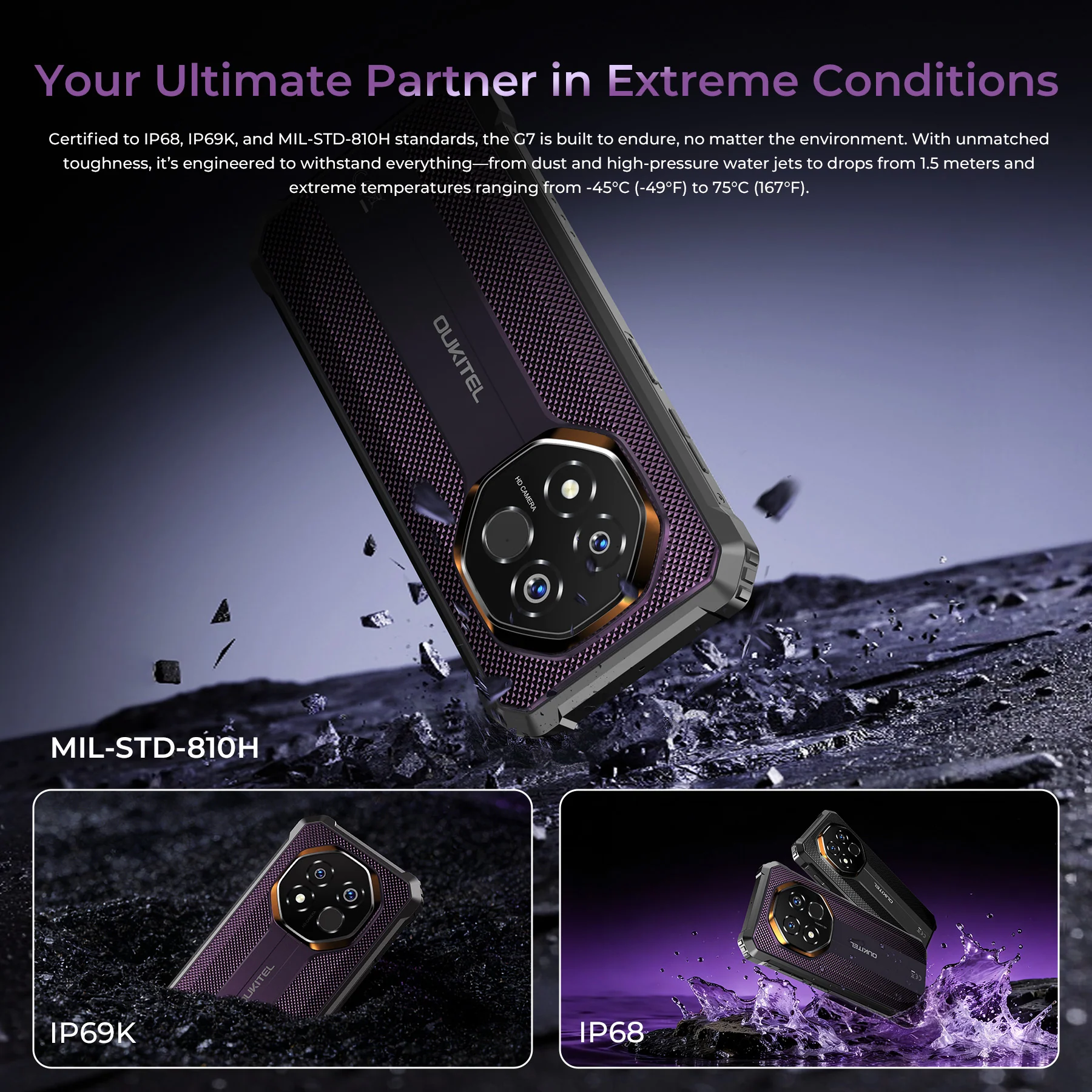 OUKITEL G7-EV 4G Rugged Phone 6.52'' HD+ Display 10,600mAh Big Battery 64MP Camera Android 16 - Image 7