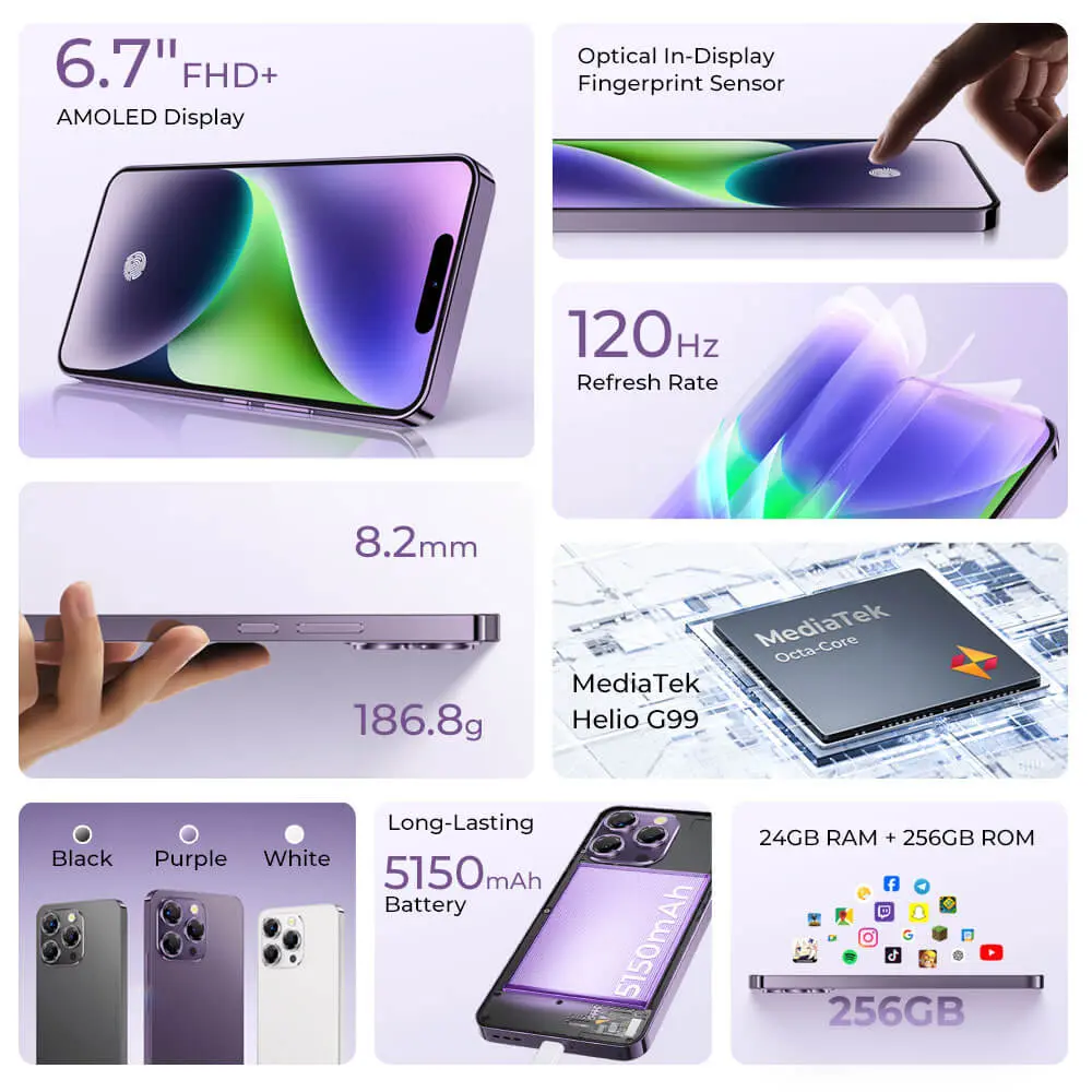 Oukitel P1 6.7-inch 5150mAh Battery 8.2mm Ultra-thin Body SmartPhone(8GB+256GB) - Image 6