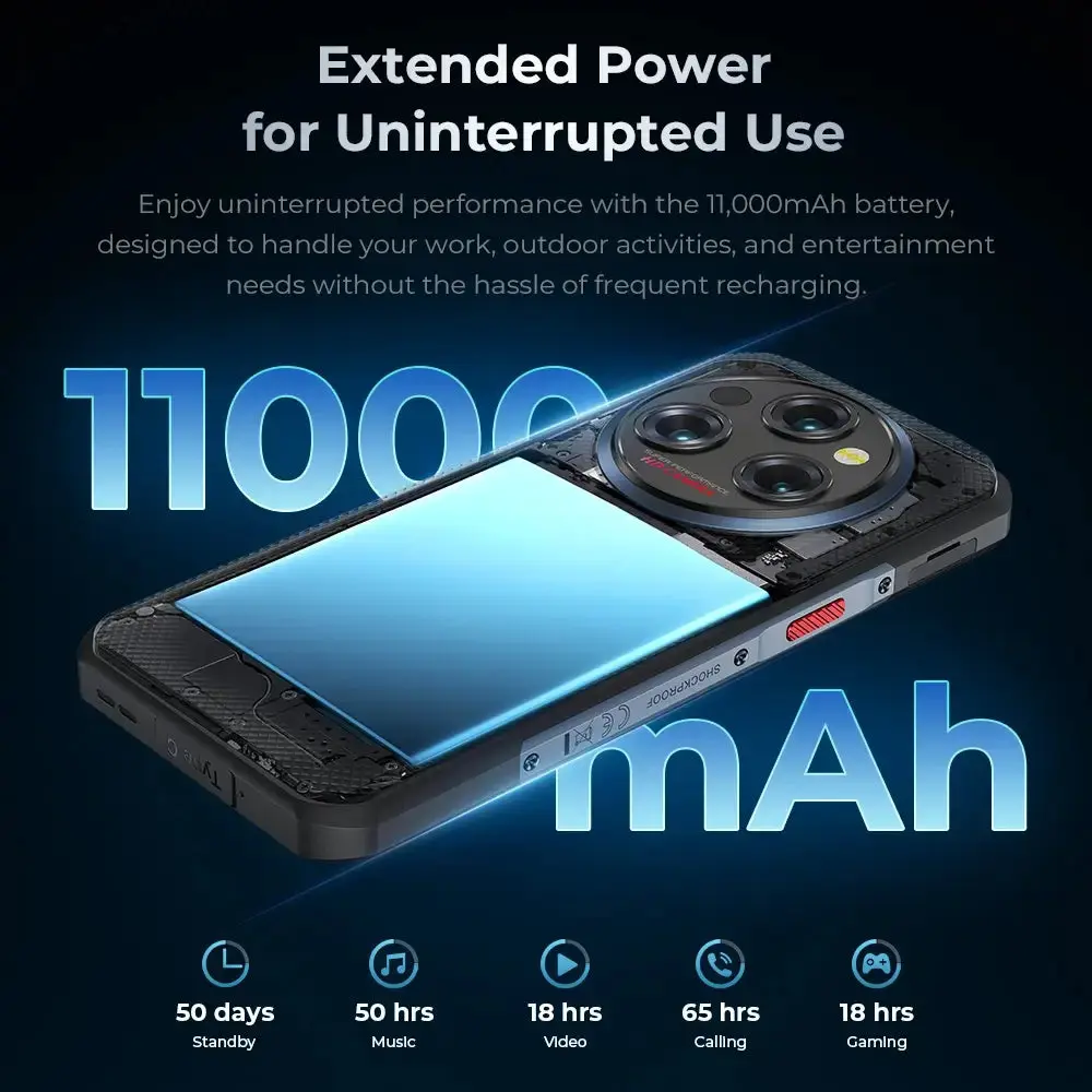 Oukitel WP35S 4G Rugged Phone 6.56'' HD+ Display 11000mAh Big Battery 48MP Camera Android 14(24GB+256GB NFC) - Image 4