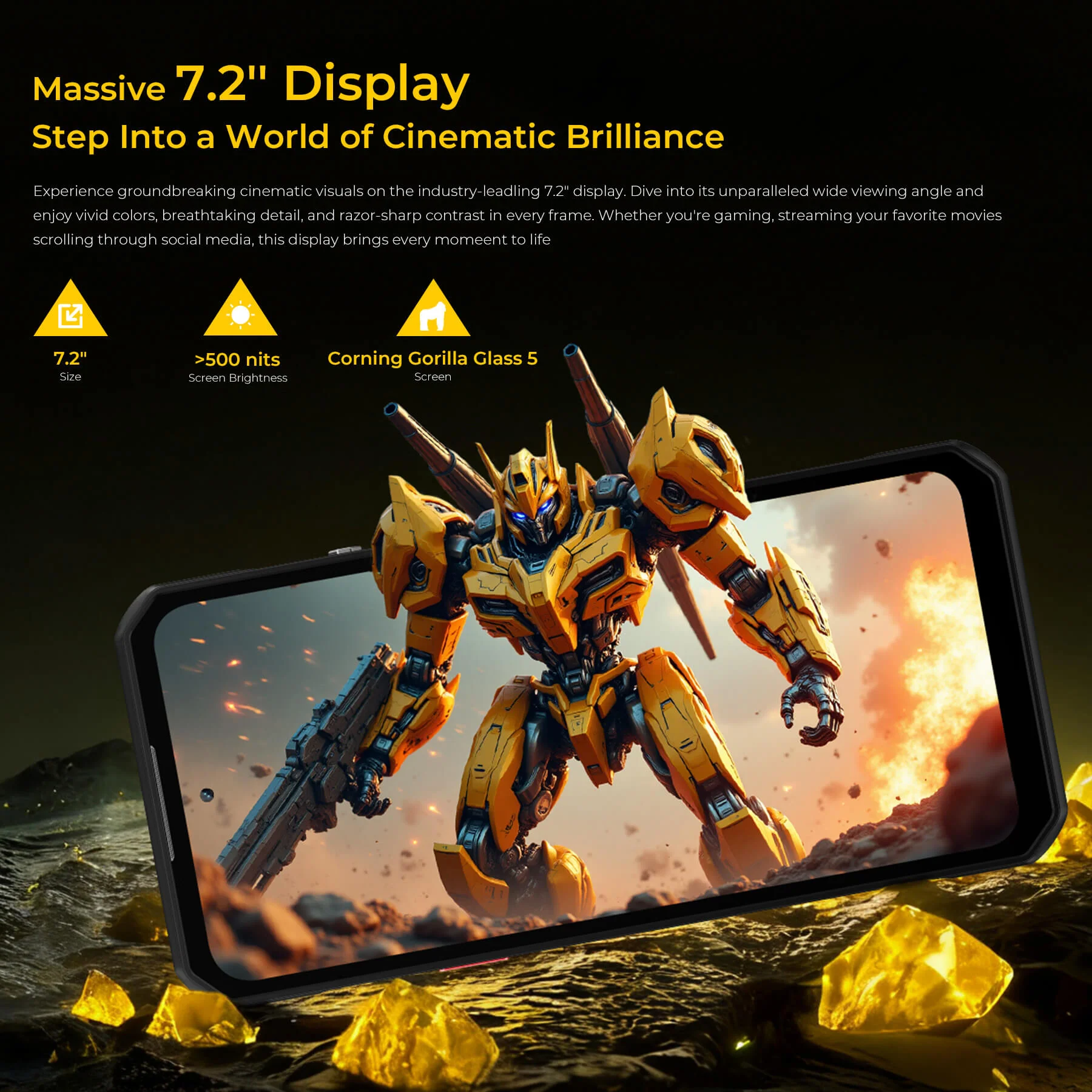 Oukitel WP60 5G Rugged Phone 7.2'' HD+ Display 10,000mAh Big Battery 108MP Camera Android 15(16GB+512GB NFC) - Image 10