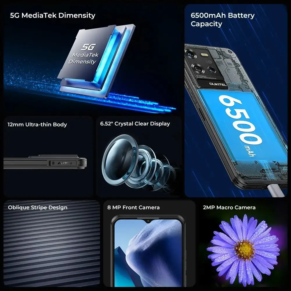Oukitel WP50 5G Rugged Phone 6.6-inch 6500mAh Big Battery 48MP Camera Android 14(16GB+256GB NFC) - Image 4